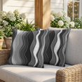 thumbnail image 3 of 16x16 Pillow Covers Set of 2, Black Stripes Square Throw Pillow Covers for Couch/Sofa/Living Room, Modern Simple Greyish Gradient Lines Decorative Soft Pillowcases for Couch Throw Pillows, 3 of 9