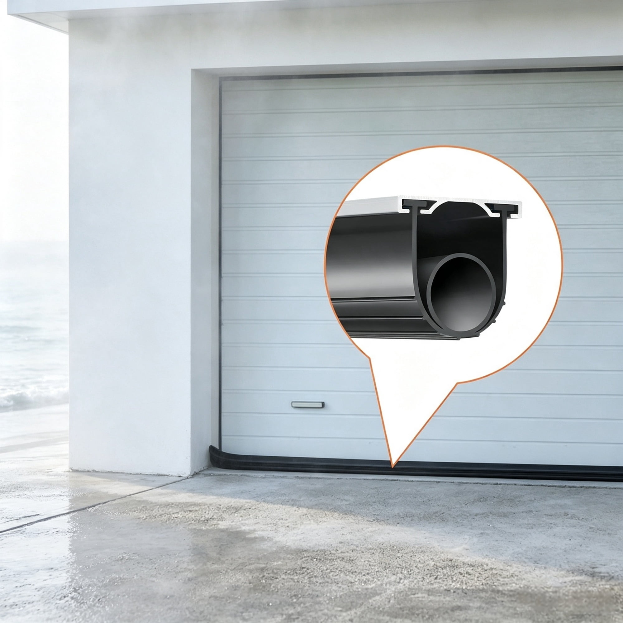 16 Ft Garage Door Bottom Seal (5/16" T-ends, 3-3/4" Width), U+O Ring Weather Stripping with Pre-drilled Aluminum Track Kit
