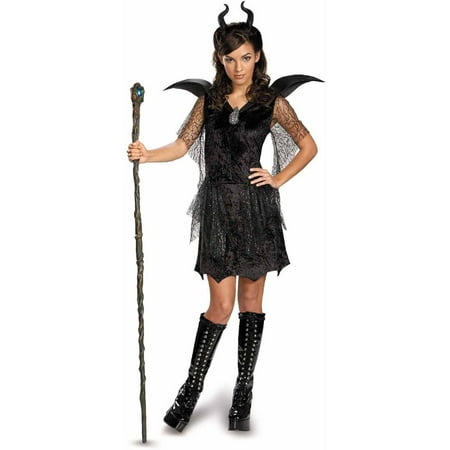 Maleficent Deluxe Black Gown and Headpiece Girls' Teen Halloween