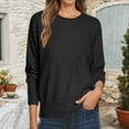 thumbnail image 2 of Fiaer Women's Sweater with Pocket Plus Size Crew Neck Knitted Pullover Long Sleeve Trendy Casual Baggy Black Tops Black XXL, 2 of 5