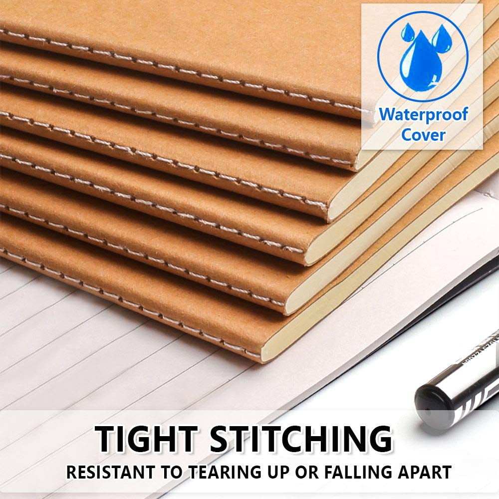 30 Pack Kraft Notebooks, A5 Feela 60 Lined Pages Notebooks and Journals for Making Plans Writing Memos, 8.3 X 5.5 in