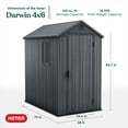 thumbnail image 2 of Keter Darwin 4 x 6 Foot Outdoor Storage Shed for Garden Accessories, Brown, 2 of 11
