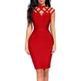 thumbnail image 5 of Women's Hollow Out Bandage Party Dress Sleeveless High Neck Bodycon Dresses Club, 5 of 9