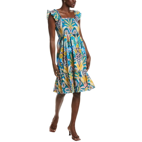 Nanette Nanette Lepore womens  Smocked Midi Dress, l, Blue