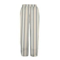 thumbnail image 5 of Women's Casual Pants Striped Linen Pants For Women Summer Casual Wide Leg Pants With Pockets Comfy Cropped Palazzo Pants,Gold Women's Casual Pants M, 5 of 5