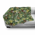thumbnail image 3 of Tropical Soft Flannel Fleece Throw Blanket, Pineapples Banana and Coconut Pattern in Fern Leaves Exotic Hawaiian, Cozy Plush for Indoor and Outdoor Use, 50" x 60", Green Brown Yellow, by Ambesonne, 3 of 6
