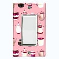 thumbnail image 1 of Metal Light Switch Wall Plate Outlet Cover (Coffee Mocha Espresso Tea Pot Kettle Maker Festive Cup Pink Pattern - Single Rocker), 1 of 2
