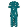 thumbnail image 3 of vigerkar Womens Pajama Sets Short Sleeve Top and Capri Pants 2 Piece Lounge Sets Summer Ladies Pjs Sets with Pockets Pj Loungewear Dark Green, XL, 3 of 4