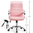 thumbnail image 6 of Alden Design Mid-Back Swivel PU Leather Office Chair for Home Office, Pink, 6 of 10