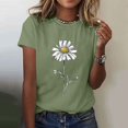 thumbnail image 2 of Sexlip Womens Short Sleeve Blouse Daisy With Branches Print Crew Neck Loose Sleeve Soft Fabric Relaxed Silhouette for Outdoor Relaxation Green L, 2 of 6