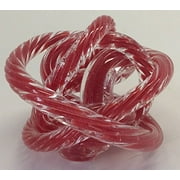 Unusual Art Glass Tube RED Knot Paperweight Figurine 3"