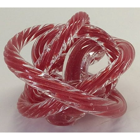 Unusual Art Glass Tube RED Knot Paperweight Figurine 3"