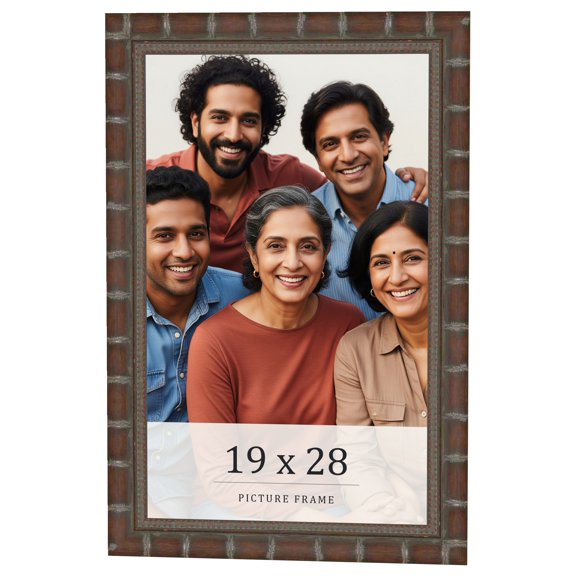 19x28 Dark Brown Bamboo Real Wood Picture Frame Width 1.5 inches | Interior Frame Depth 0.5 inches