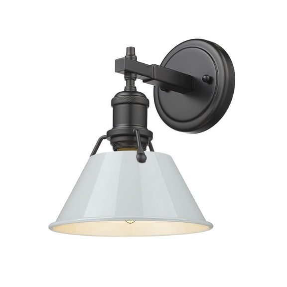 3306-BA1 BLK-DB Golden Lighting Orwell - 1 Light Bath Vanity-9.88 Inches Tall and 7.5 Inches Wide-Matte Black Finish-Dusky Blue Shade Color