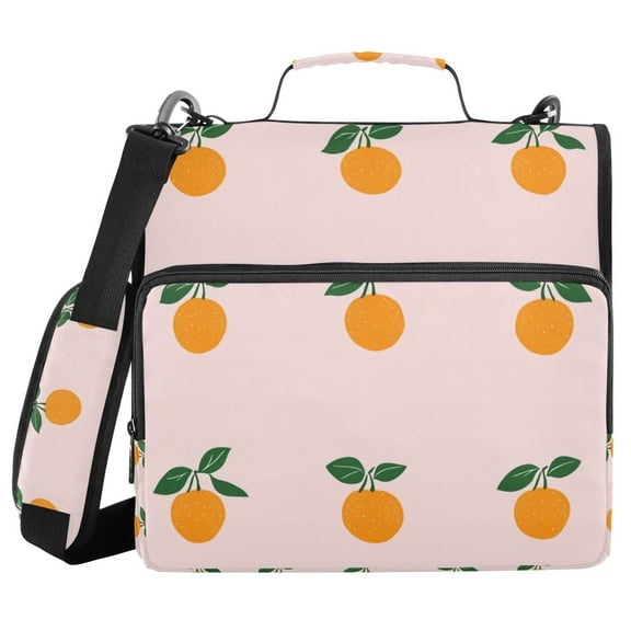 FORMRS Zipper Binder with Shoulder Strap 1.5-inch Ring 500 Sheet Capacity File Bag, Cartoon Citrus
