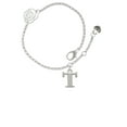 thumbnail image 2 of Delight Jewelry Silvertone Large Initial - T - Silver-tone Rose Link Chain Bracelet, 6.25"+1.75" Extender, 2 of 4