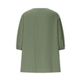 thumbnail image 6 of Cotton Linen Shirts for Women 2026 Spring Summer Gauze Tunic Tops 3/4 Sleeve Crewneck Solid Color Shirt Dressy Casual Blouses Army Green 2XL, 6 of 6