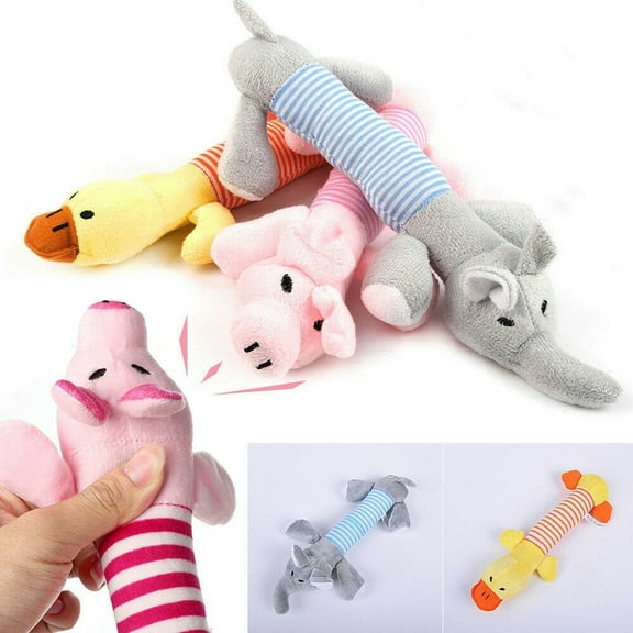 Walbest Cute Pet Squeaky Chew Plush Toy Play Squeaker Sound Dog Puppy Elephant Pig Duck