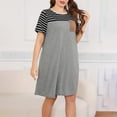 thumbnail image 5 of cfhntfmh Casual Dresses for Women Print Patchwork Crewneck Short Sleeve T-Shirts Dresses Pocketed Lounge Plus Size Dress, 5 of 7