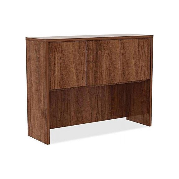 Lorell Essentials Series Stack-on Hutch with Doors - 48" x 15"36" , 0.1" Edge - Material: Metal - Finish: Walnut, Laminate