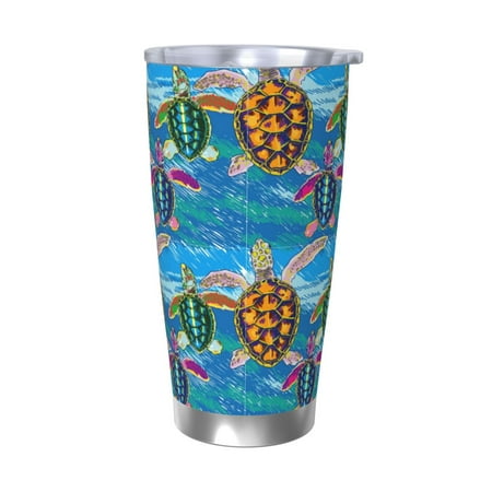 

Gaeub Little Sea Turtles Print 20-Ounce Stainless Steel Car Cup Tumblers Cups with Lids and Straw Coffee Cups for Adults Kids Home Car Office School Travel Party-Without Straw
