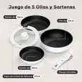 thumbnail image 2 of Juego de 5 Ollas y Sartenes Antiadherentes, Batería de Cocina con Mango Desmontable, Libre de PFAS, Sartenes de Ceramica, Apto para Todas las Estufas, 2 of 4