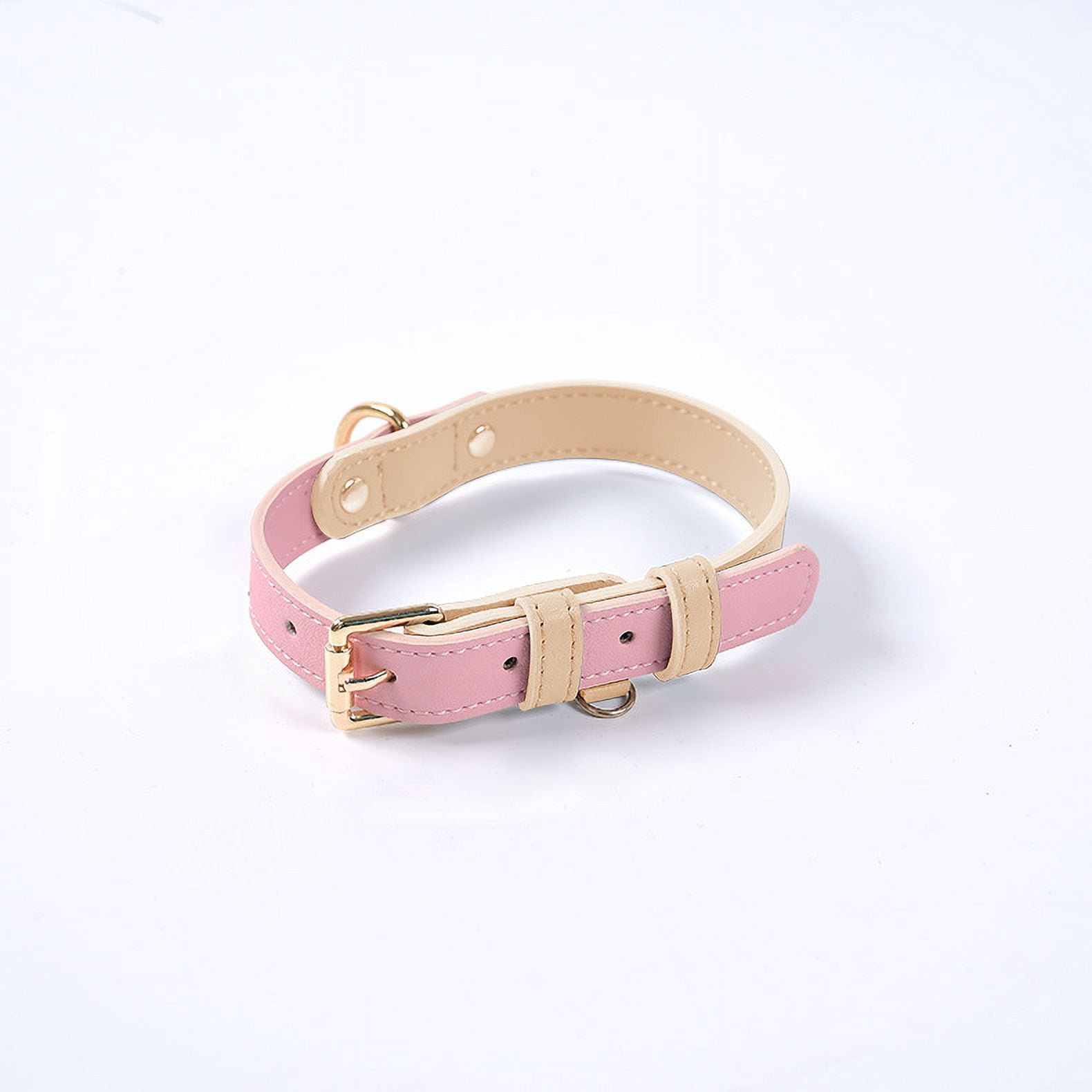 Jinsinto Collier pour Chien, Cuir, Collier pour Chien Réglable Coussin Doux en Cuir pour Petit, Rose, S