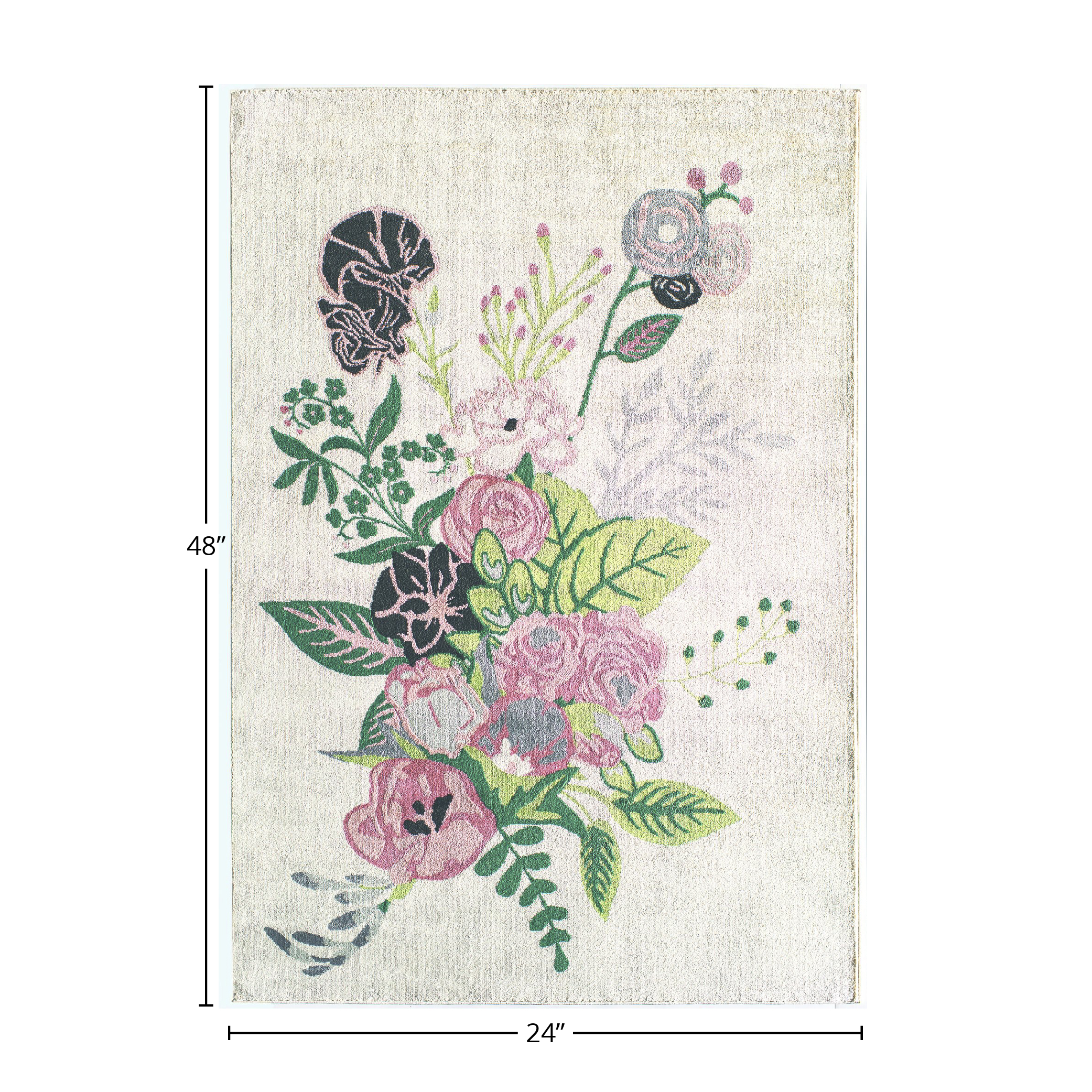 Rugs America Hanna VA25B Floral Charm Ivory Blush Floral Transitional Beige Area Rug, 2'x4'