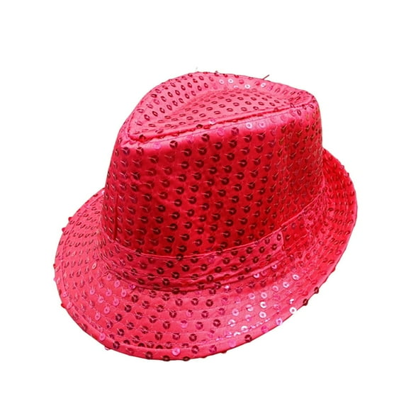 Shining Short Brim Hemming Jazz Hat Adult Kids Sequins Decorated Stage Show Hat Party Supplies