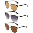 thumbnail image 2 of 3 Pack Two Tone Round Aviator Metal Frame Dual Bridge Fashion Sunglasses for Women for Men, Purple, Dark Brown & Silver Brown, 2 of 2