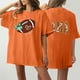 thumbnail image 4 of Tops Cortos para las Mujeres, Doble Cara Impreso Cuello Redondo Gota Hombro Camiseta, Top Estirable Casual, 4 of 5