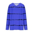 thumbnail image 6 of ClodeEU Women Striped Long Sleeve T Shirt,V Neck Blouse ,Loose Casual Tops Blue,Womens Plus XXXXXL, 6 of 6