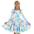 thumbnail image 6 of Xdegoge Happy Easter Dress for Kids Girls Cute Bunny Egg Basket Printed Tween Sundress Knee Length A Line Long Sleeve Spring Holiday Festival Outfit Casual School Party Wear for Teen, 6 of 7