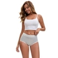 thumbnail image 4 of DARING DIVA Women's High Waisted Lace Trim Briefs Full Coverage Panties S Green, 4 of 6
