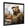 thumbnail image 2 of Designart "Detective Bear in the Countryside II" Animals Framed Wall Art Decor - Modern Green Bear Bedroom Framed Canvas Wall Art, 2 of 6