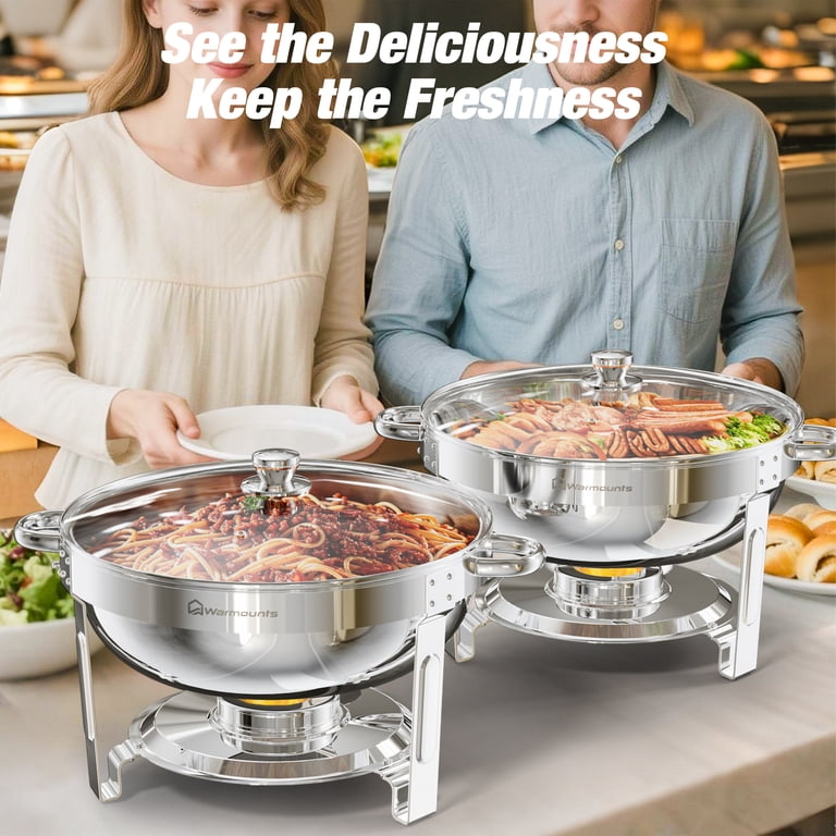 Warmounts Round Chafing Dish Buffet Set, 5QT, 2-Pack photo 5