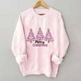 thumbnail image 2 of Pink Sweatshirts Women Christmas Outfits Crewneck Pullover Loose Long Sleeve Tops Xmas Tree Print Festive Clothes (S, Pink 03), 2 of 6