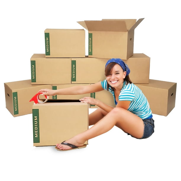 Medium Moving Boxes with Handles Pack of 10 18"x14"x12" Cheap Cheap