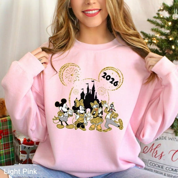 Disney Happy New Year 2026 Sweatshirt, Mickey Crew Happy New Year Sweatshirt, New Year's Eve Hoodie, New Year Faux Glitter Crewneck