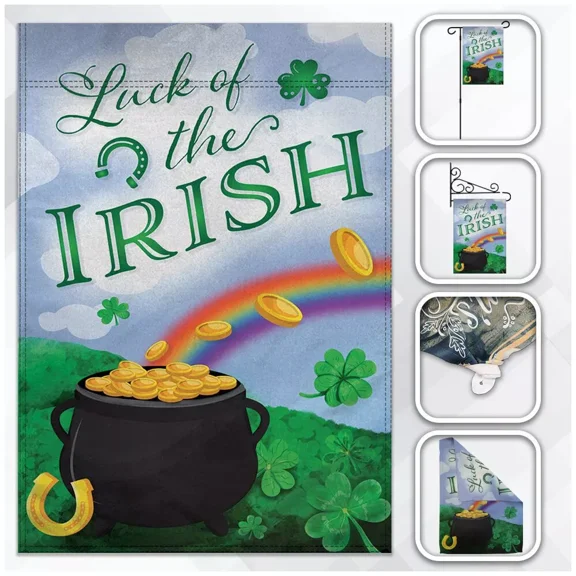 PURELY- Luck Of The Irish Happy St Patricks Day 12X18In Garden Flag