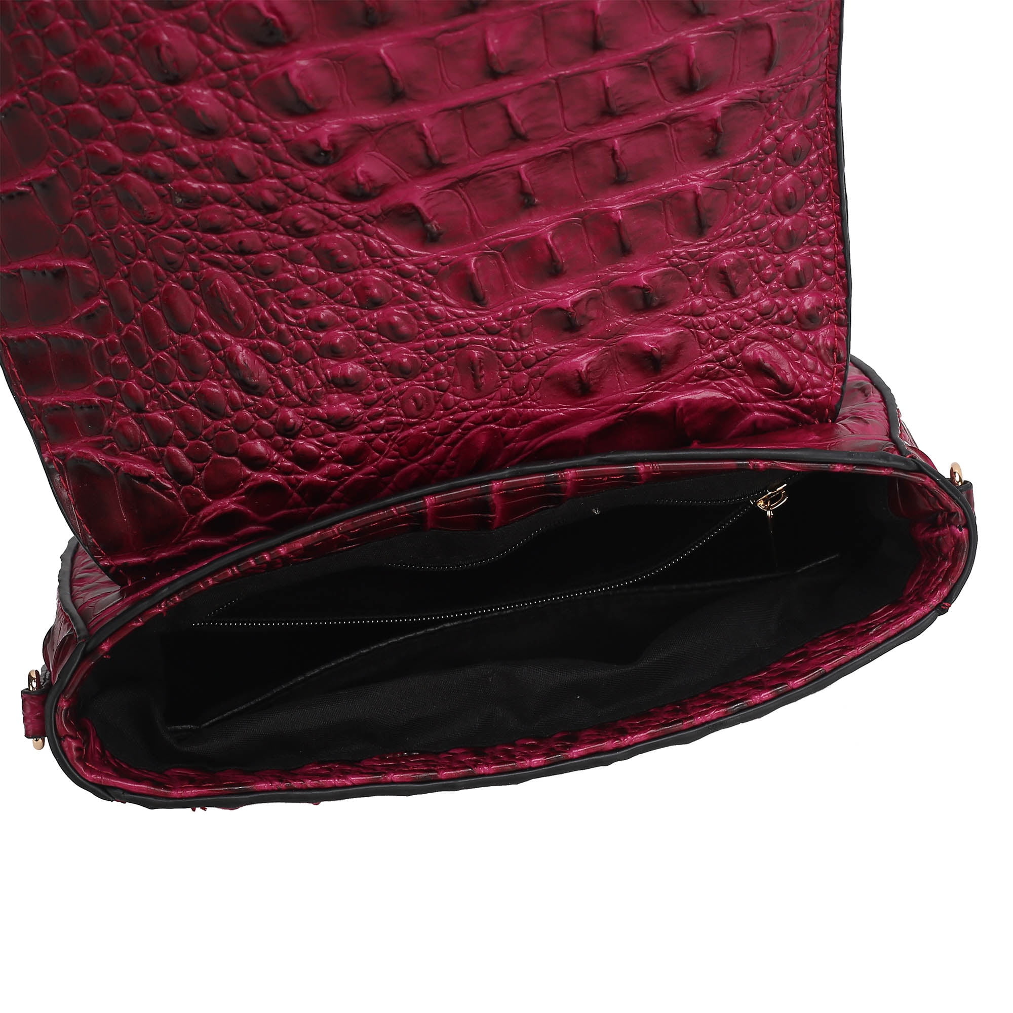 MKF Collection Amalia Crossbody Bag Solid Croc-Embossed Vegan Leather Shoulder Bag Handbag by Mia K- Green