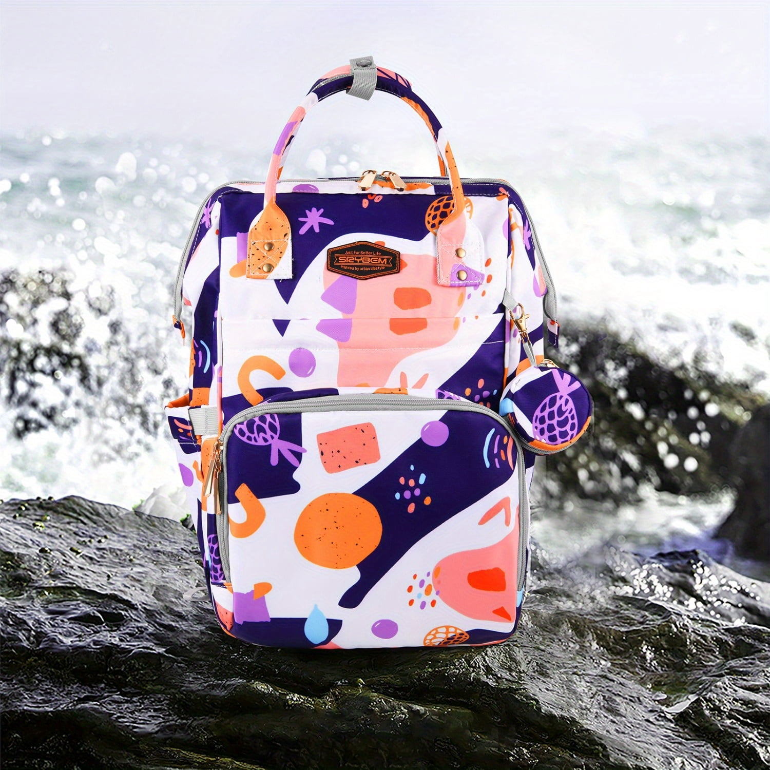 Diaper Bag Backpack, 15.6 Inch Large Waterproof Travel Mom Bag with Portable Changing Pad Baby Bag