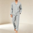 thumbnail image 4 of Iaqnaocc Mens Pajamas Set Soft Comfort Two Piece Set Long Sleeve Button Down Shirts and Pants Breathable Pjs Sets Light Gray XL, 4 of 6