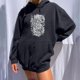 thumbnail image 2 of Sudadera estampada con capucha retro de manga larga suelta divertida vintage para mujer con mangas caídas en los hombros Pompotops  gfhjh7450, 2 of 7