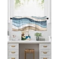 thumbnail image 5 of Valances for Windows Blue Beige Rod Pocket Cafe Window Treatments Valance Curtains for Kitchen Bathroom Laundry Basement Windows 42"x12", 5 of 9