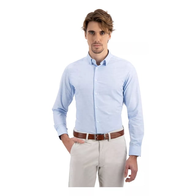 Camisa Formal Para Hombre De Bambú Skinny Fit Cuello Francés