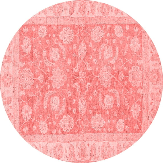 Ahgly Company Indoor Round Oriental Red Traditional Area Rugs, 7' Round
