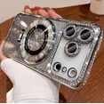 thumbnail image 6 of Magnetic Case for iPhone 17 Pro Max [Compatible with MagSafe] Ring Holder Stand, Women Girls Clear Cute Glitter Bling Cover Diamond with Camera Protectors Cover for 6.9", Silver, 6 of 9