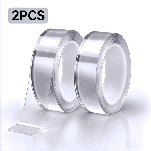 Zenoly Nano Double Sided Tape 2 Pack, 1.18 Inch x 10 Feet Heavy Duty Removable Mounting Tape, Washable & Reusable Clear Adhesive for Walls, Carpet, Photos