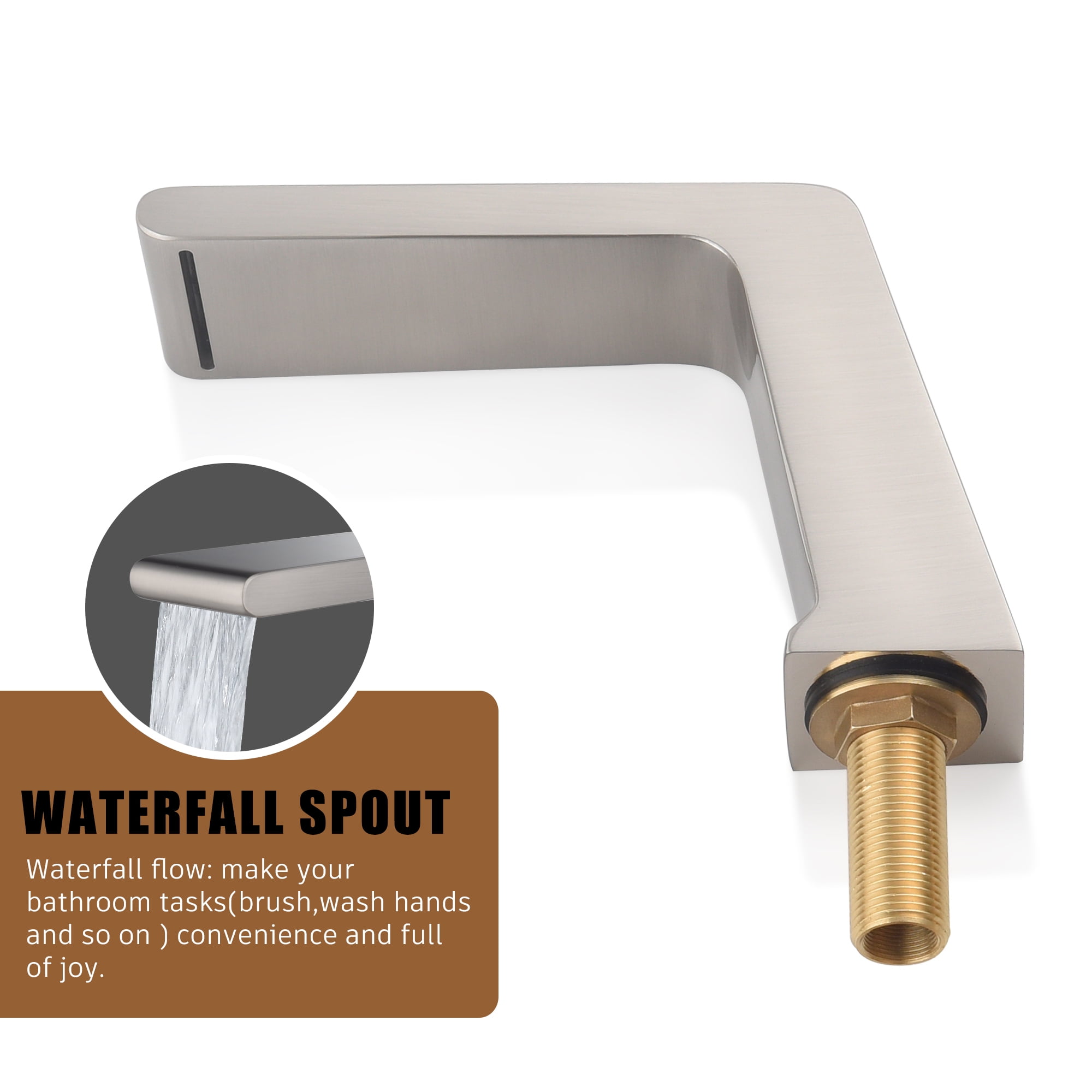 Boyel Living 3-Hole Deck Mounted Bathtub Sink Faucet Dual-Function Bathroom Faucet Brushed Nickel